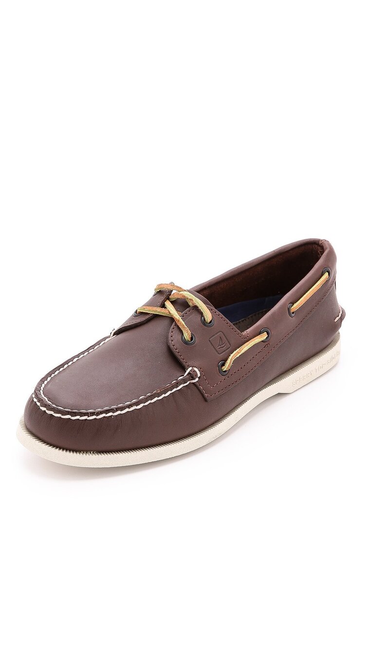 Sperry Men's Authentic Original 2-Eye Leather Boat Shoe, Smooth Brown, 10